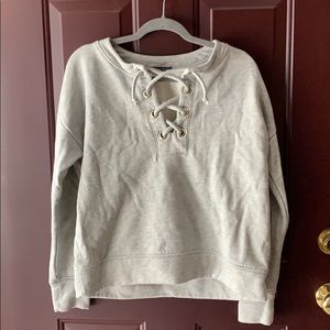 Gray Lace Up Sweatshirt